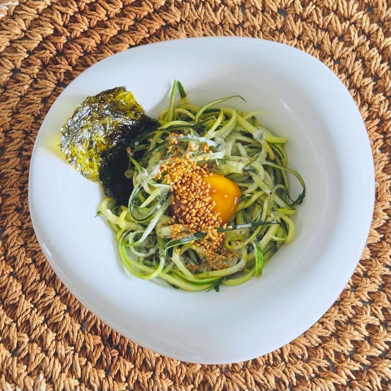 Miso-marinated zucchini tagliatelle with cured egg yolk — photo 2
