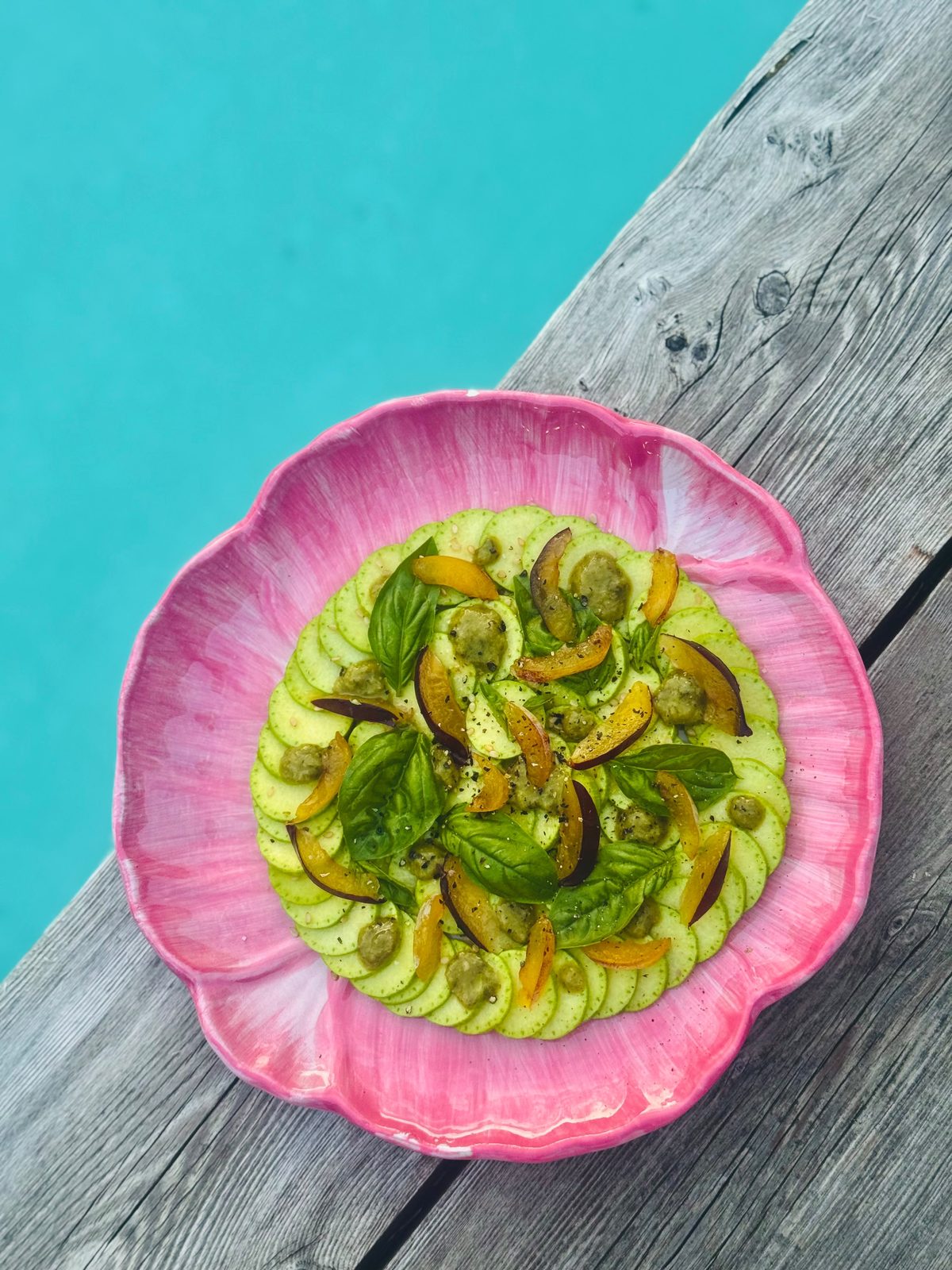Zucchini & plum carpaccio