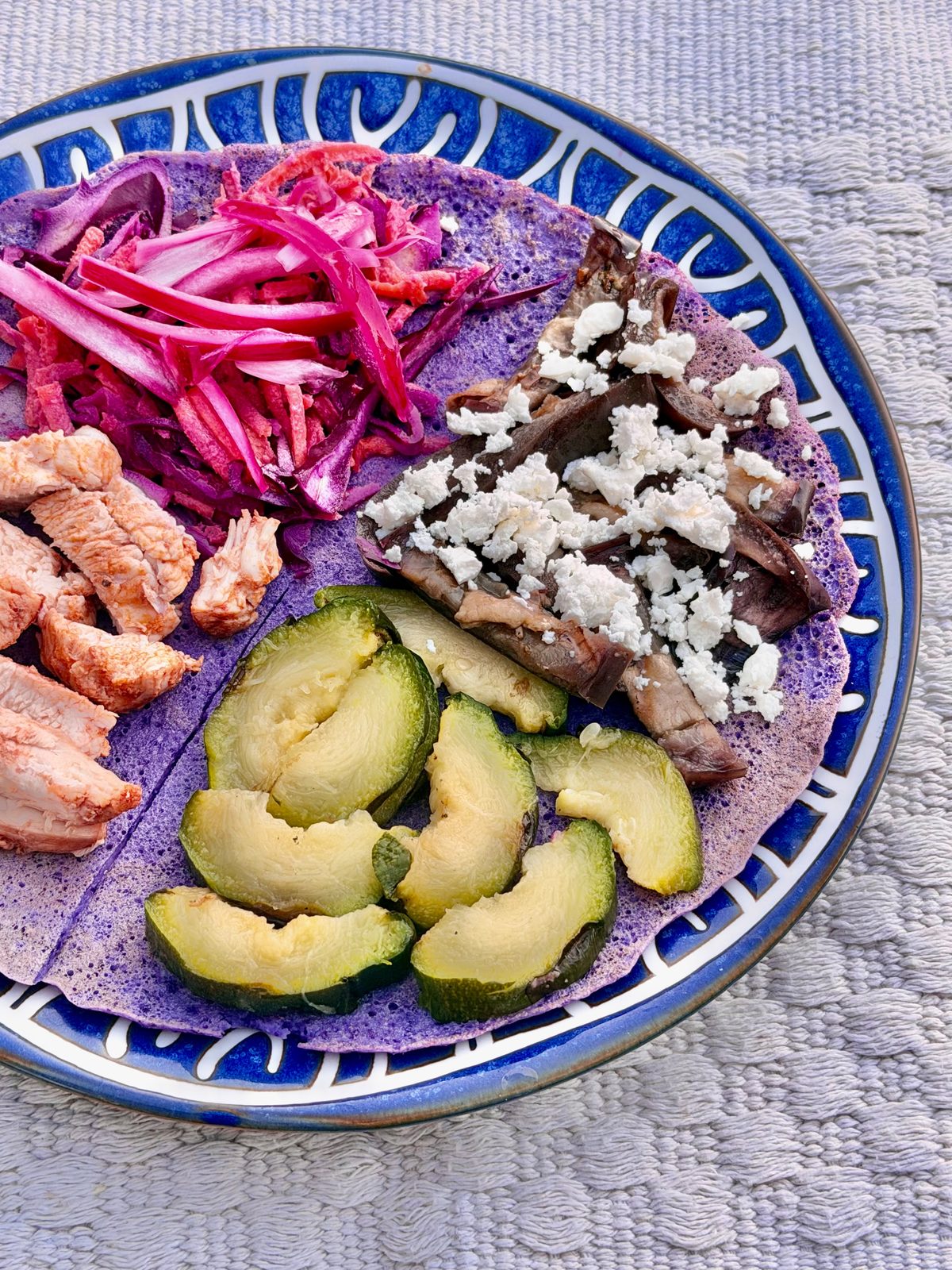 Colorful wrap filled with roasted chicken, grilled vegetables, and raw crudités — 2
