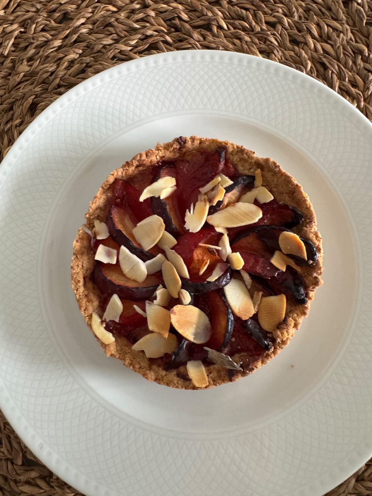 Plum & almond buckwheat pie