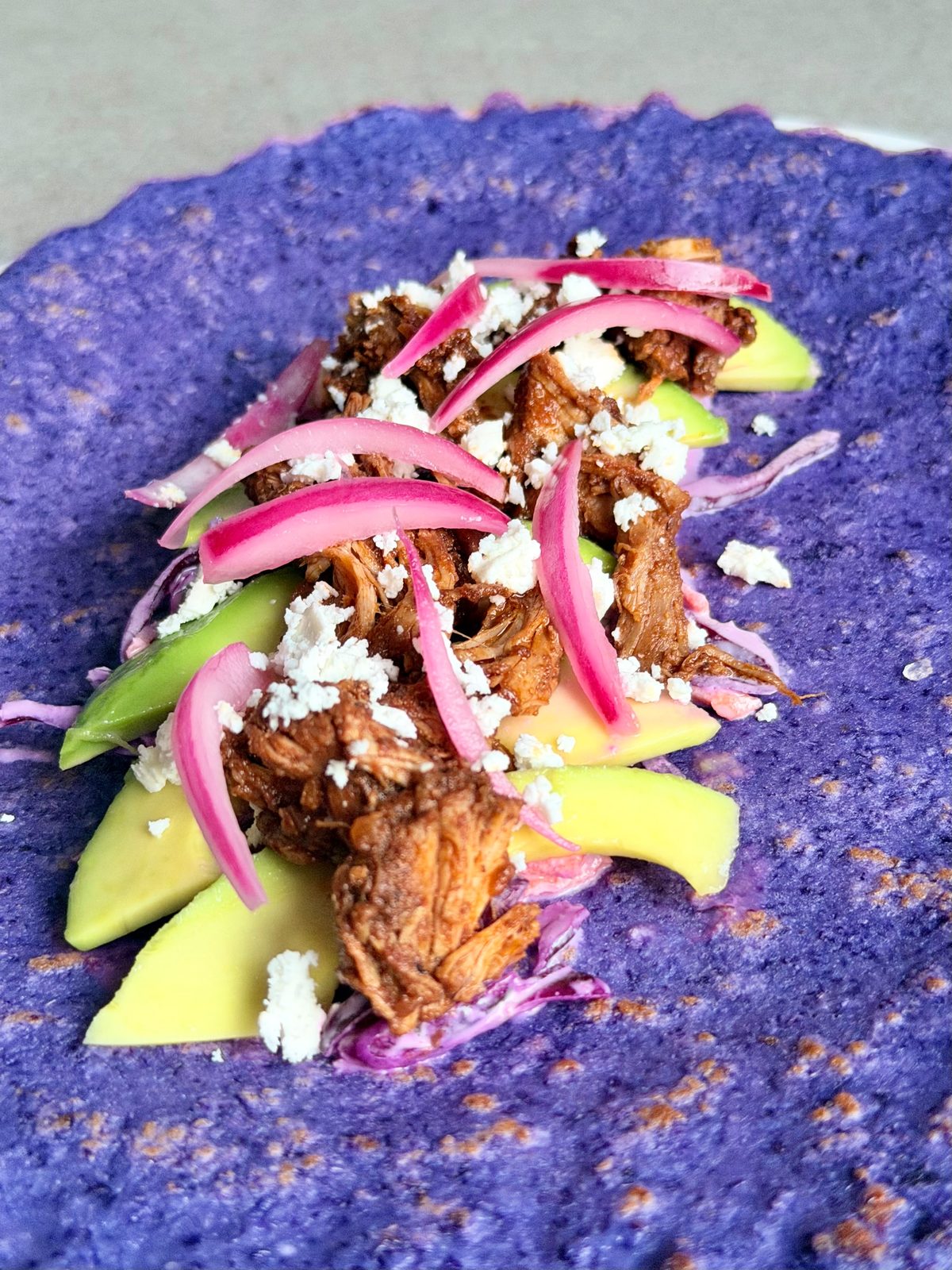 Purple Mexican-style tacos