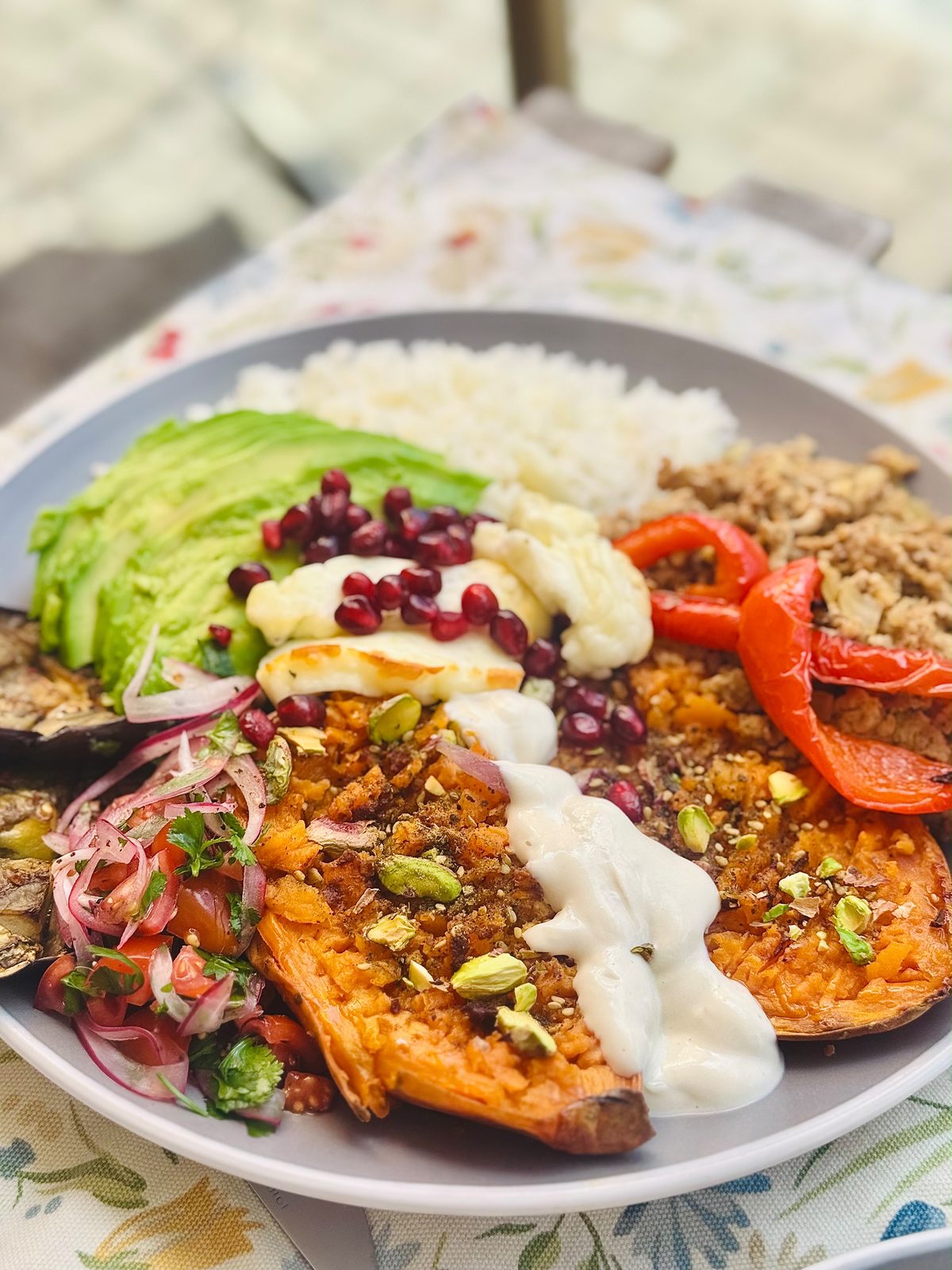 Sweet potato & avocado rice bowl